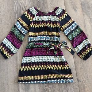 Silk Dress, short, long sleeve dress